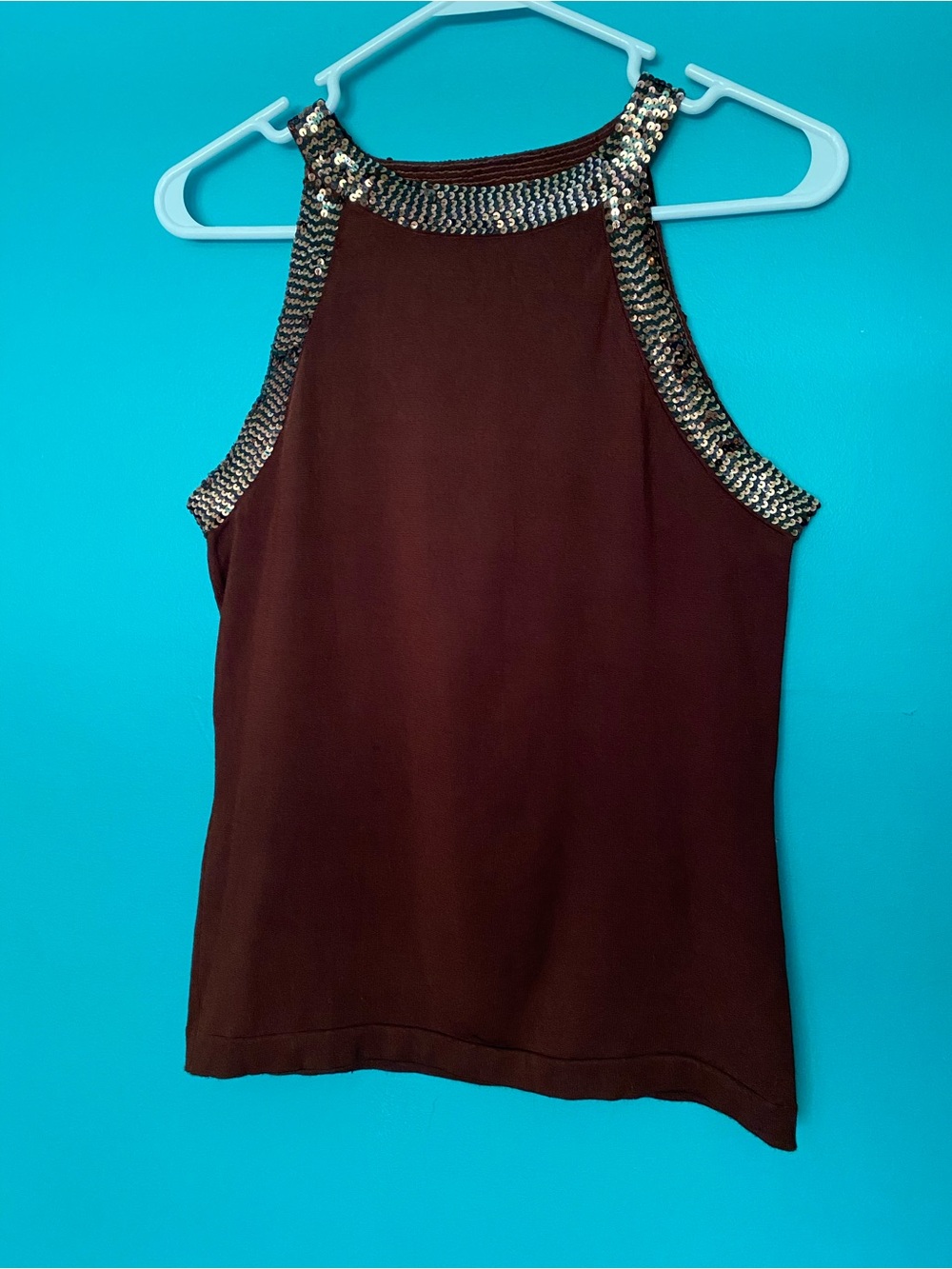 Vermani Silk Blend Sequin Stretch Tank Top M